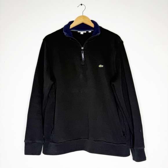 Lacoste Black Quarter Zip Sweatshirt Size XXL - Picture 1 of 5
